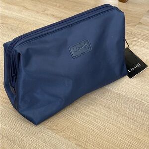 NWT Lipault Paris Navy Travel Toiletry/Cosmetic Bag